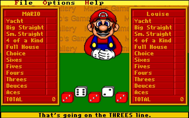 A still from the 1995 video game, Mario's Game Gallery