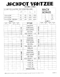 Jackpot Yahtzee Score card, ©1980 Milton Bradley