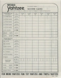 Word Yahtzee Score card, ©1982 Milton Bradley