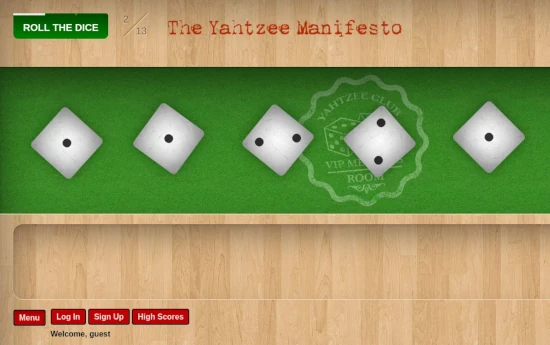 Free Yahtzee online game screenshot
