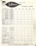 Yahtzee Score card, ©1961 E.S. Lowe Co., Inc.