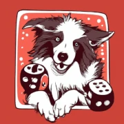 A Yahtzee dog mascot