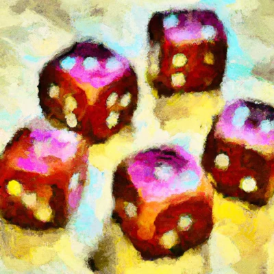 An impressionist painting of Yahtzee dice