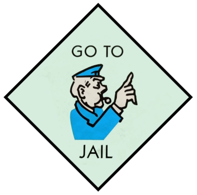 The 'Go To Jail' square from a game of Monopoly