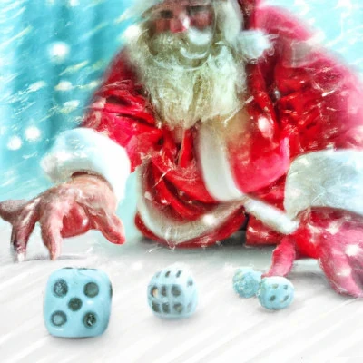 Santa Claus playing Yahtzee