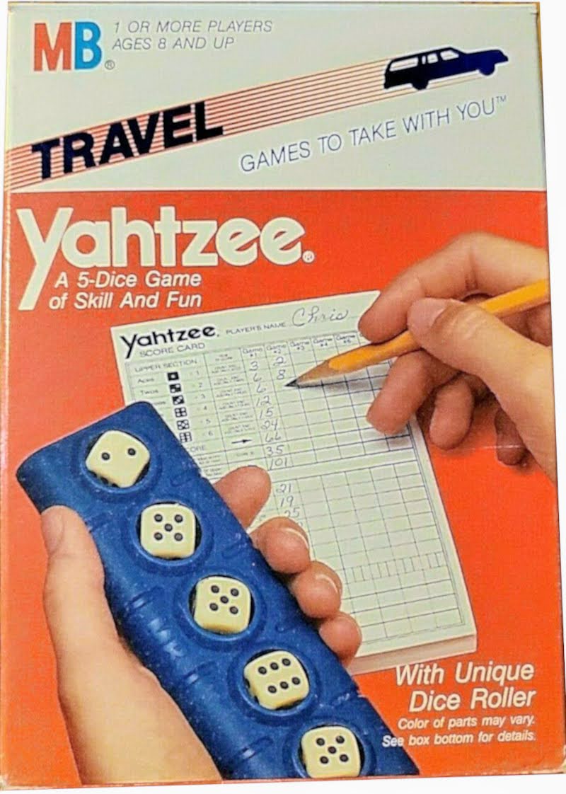 A 1986 Travel Yahtzee box