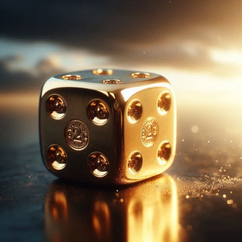 A golden Yahtzee die