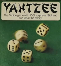 The 1976 Yahtzee logo, using a chop suey typeface