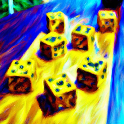 A Yahtzee table with yellow dice