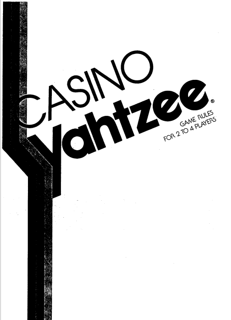 Casino Yahtzee Rules, ©1986 Milton Bradley Co.