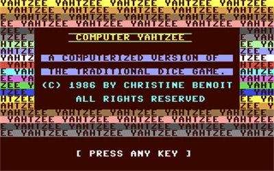 Screenshot from a 1986 Yahtzee video game