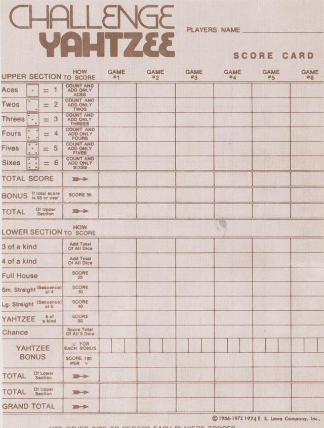 Challenge Yahtzee