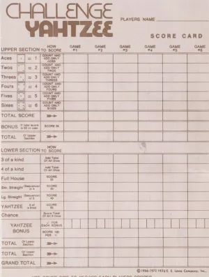 Challenge Yahtzee