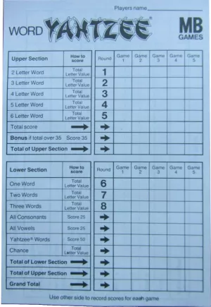 Word Yahtzee