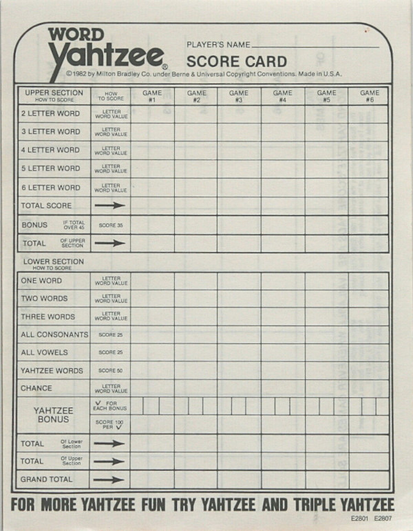Word Yahtzee