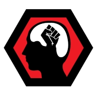 Yahtzee News logo - A clenched fist icon inside a human head