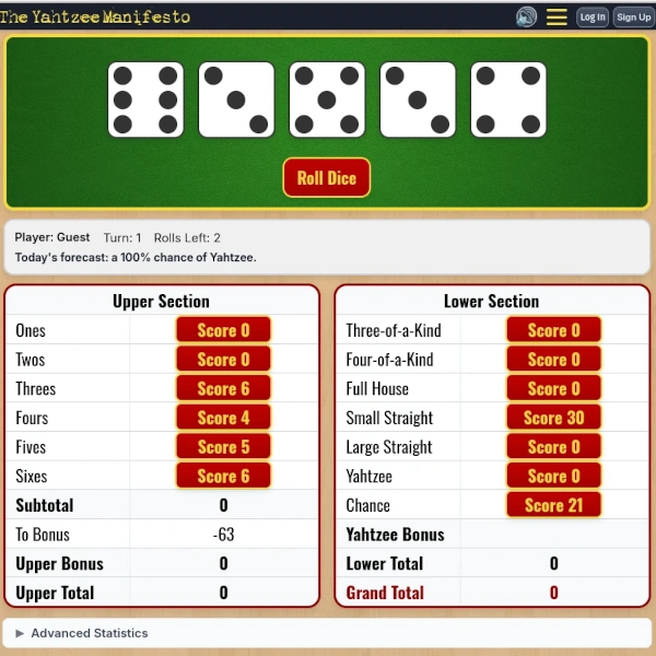 Play Yahtzee Online