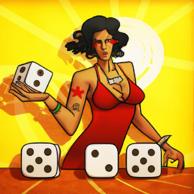 Yahtzee score card goddess with large dice