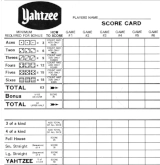 1956 Yahtzee score card
